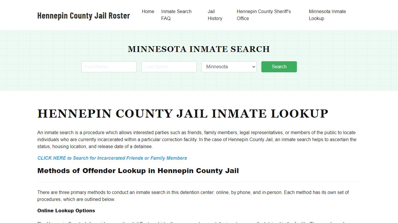 Hennepin County Jail Roster Lookup, MN, Inmate Search